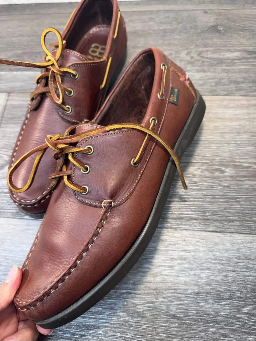 Allen Edmonds Brown Leather Boat Shoes men’s SZ 12 (h181)